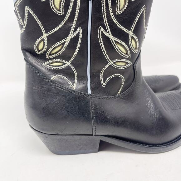 Golden Goose Womens 38 Black Wish Star Western Boot Yellow Sky Embroidery Italy - Picture 5 of 16